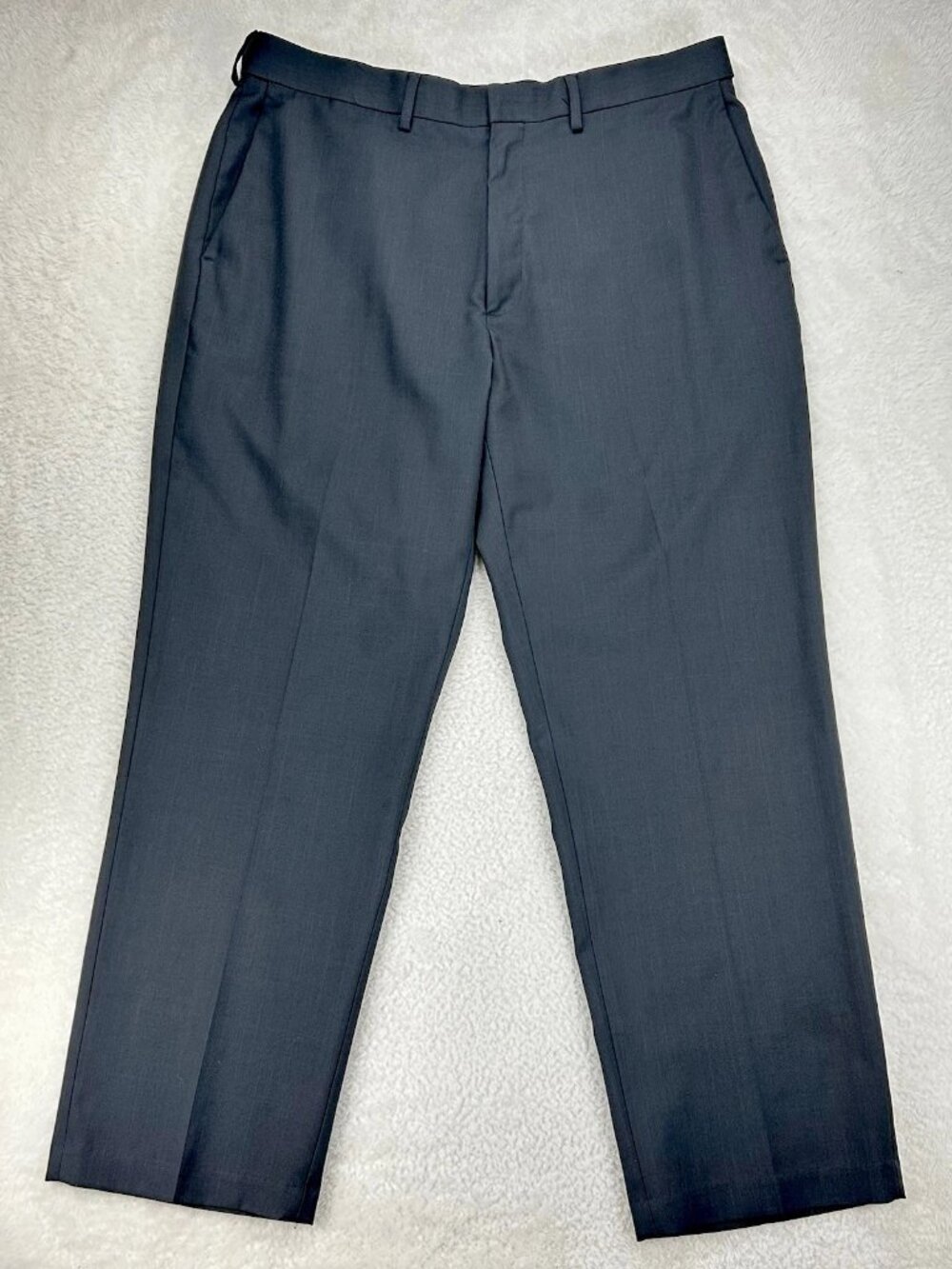 Haggar Slacks Classic Fit Black‎ Flat Front Polyester Blend Mens 38x29